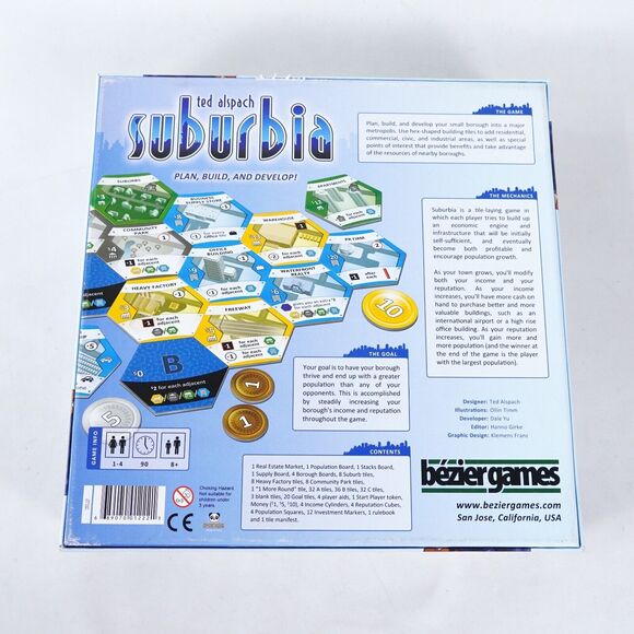 Suburbia City Building Strategy Board Game Bezier Games Ted Alspach New Open Box - Picture 2 of 13
